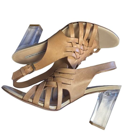 Diane Von Furstenberg Tan Clear Taite Acrylic Lucite Heels Sandals Shoes Size 10 - Picture 2 of 11